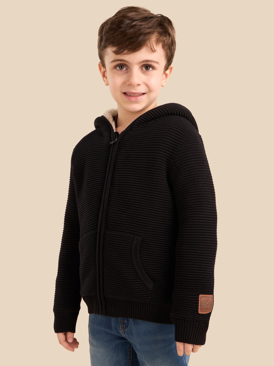 Ottoman Hooded Zip Through Sweater