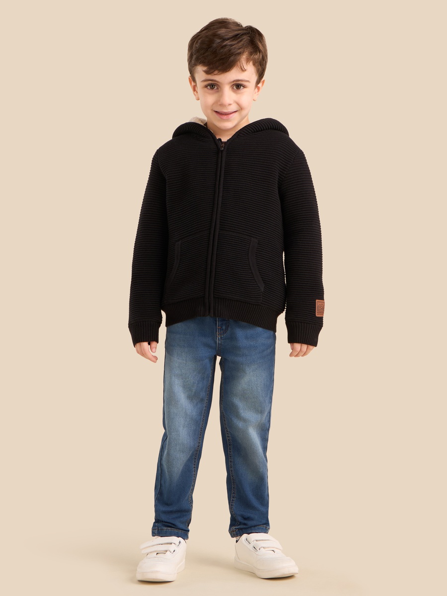 Ottoman Hooded Zip Through Sweater