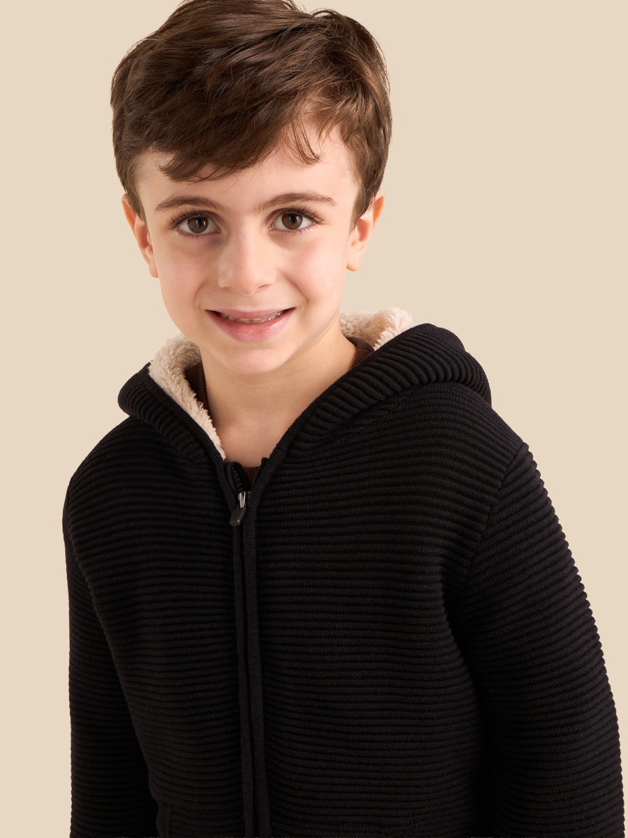 Ottoman Hooded Zip Through Sweater