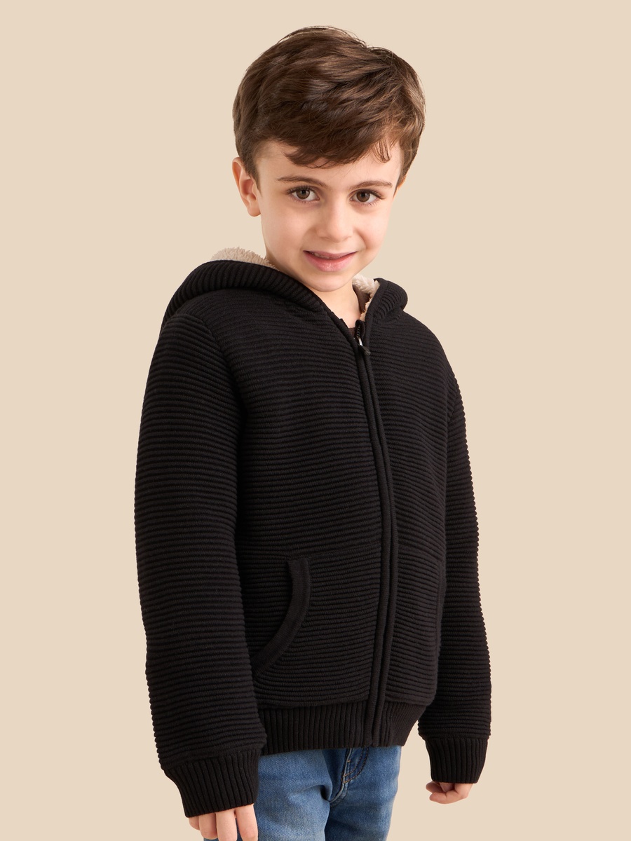 Ottoman Hooded Zip Through Sweater