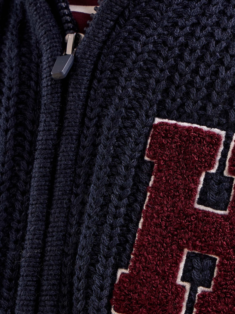 Textured Zip Through Hooded Sweater