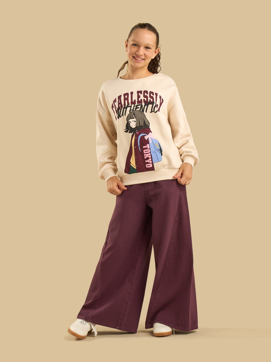 Anime Print Oversized Sweatshirt