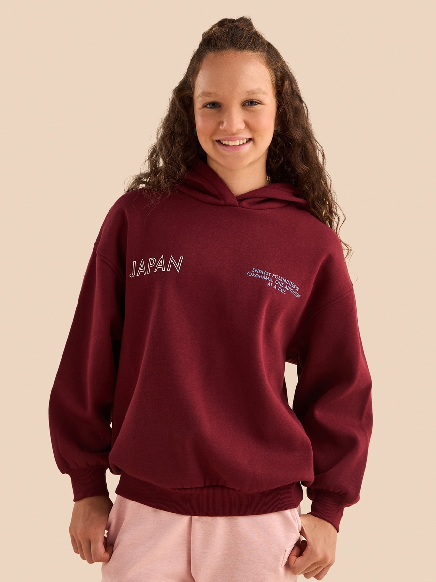Japan Print Oversized Hooded Sweatshirt