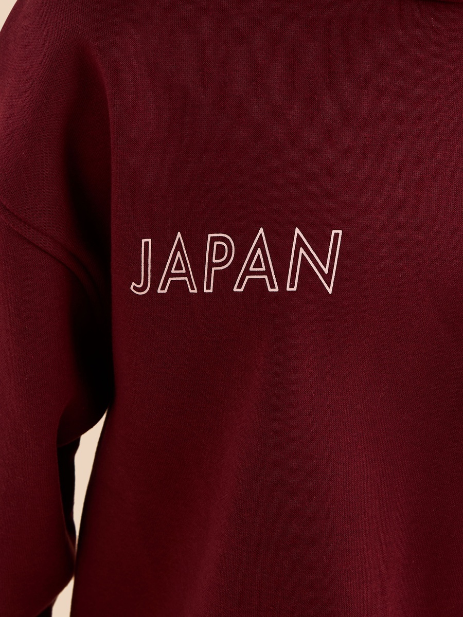 Japan Print Oversized Hooded Sweatshirt