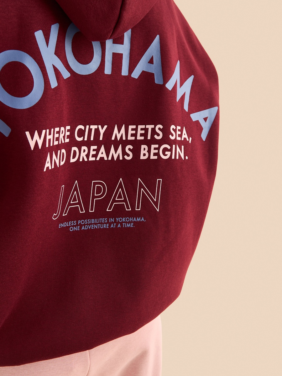 Japan Print Oversized Hooded Sweatshirt