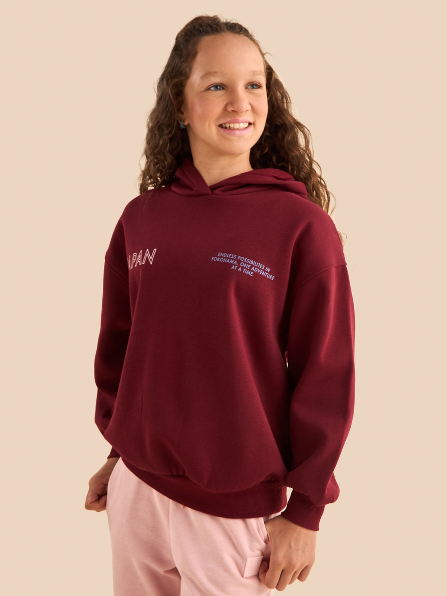 Japan Print Oversized Hooded Sweatshirt