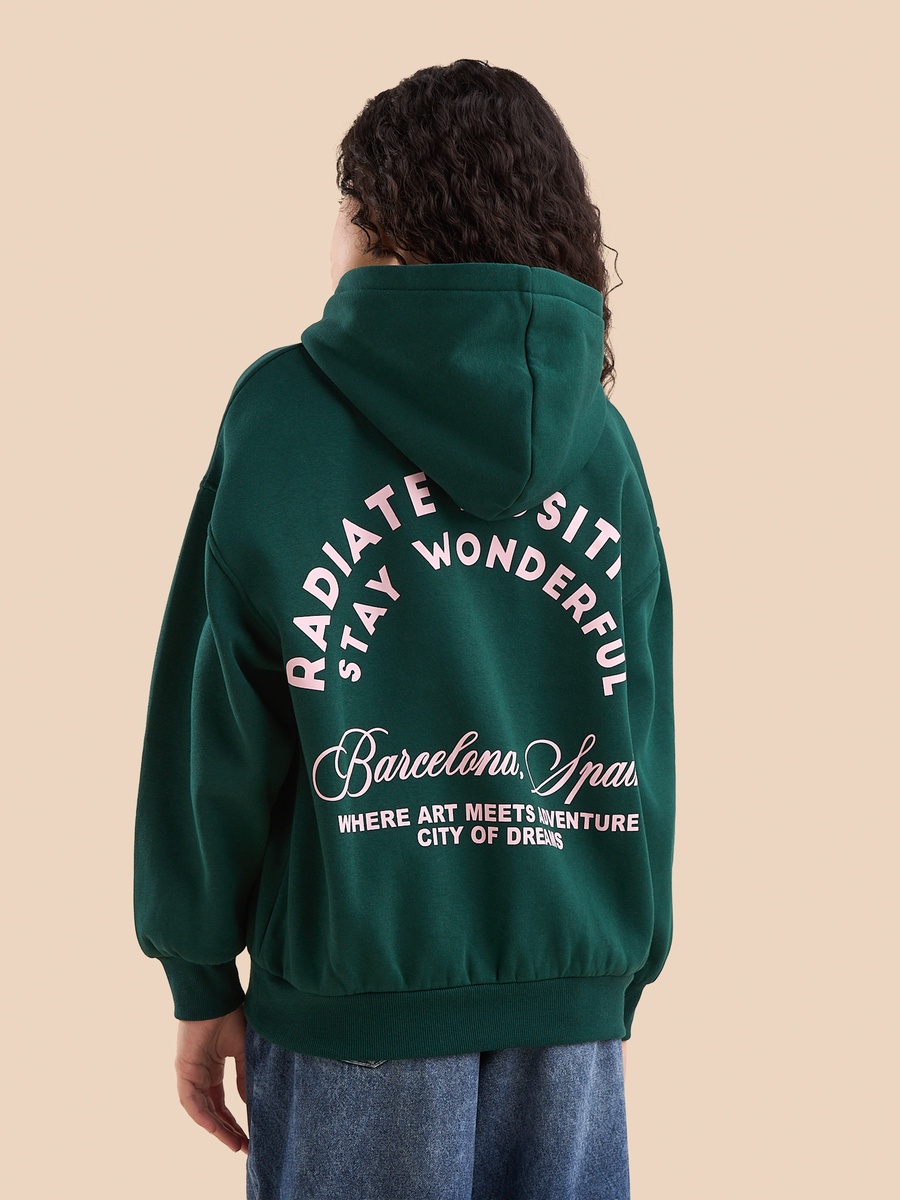 Printed Oversized Hooded Sweatshirt
