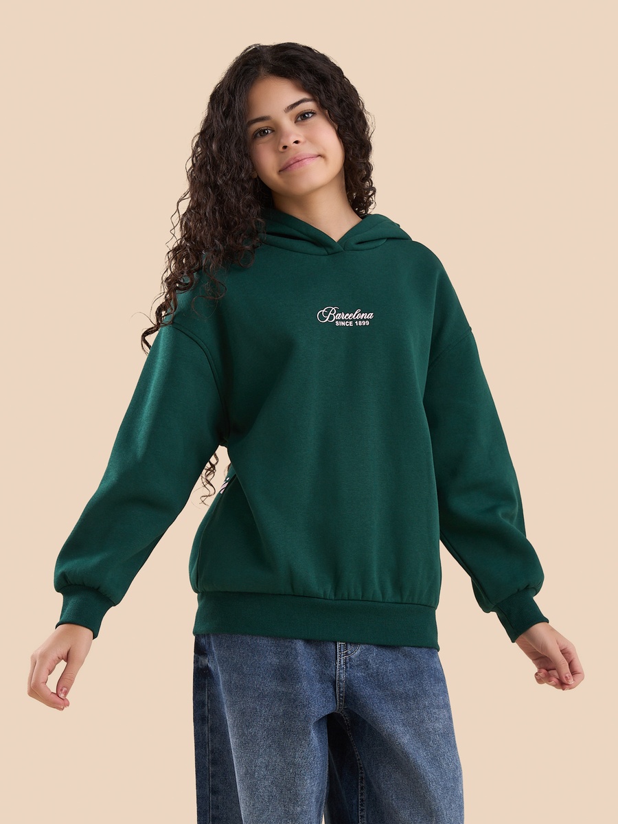 Printed Oversized Hooded Sweatshirt