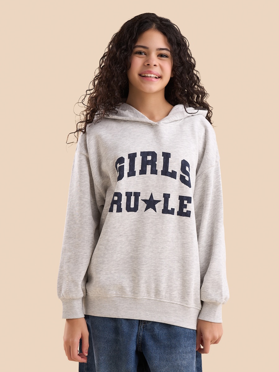 Printed Oversized Hooded Sweatshirt