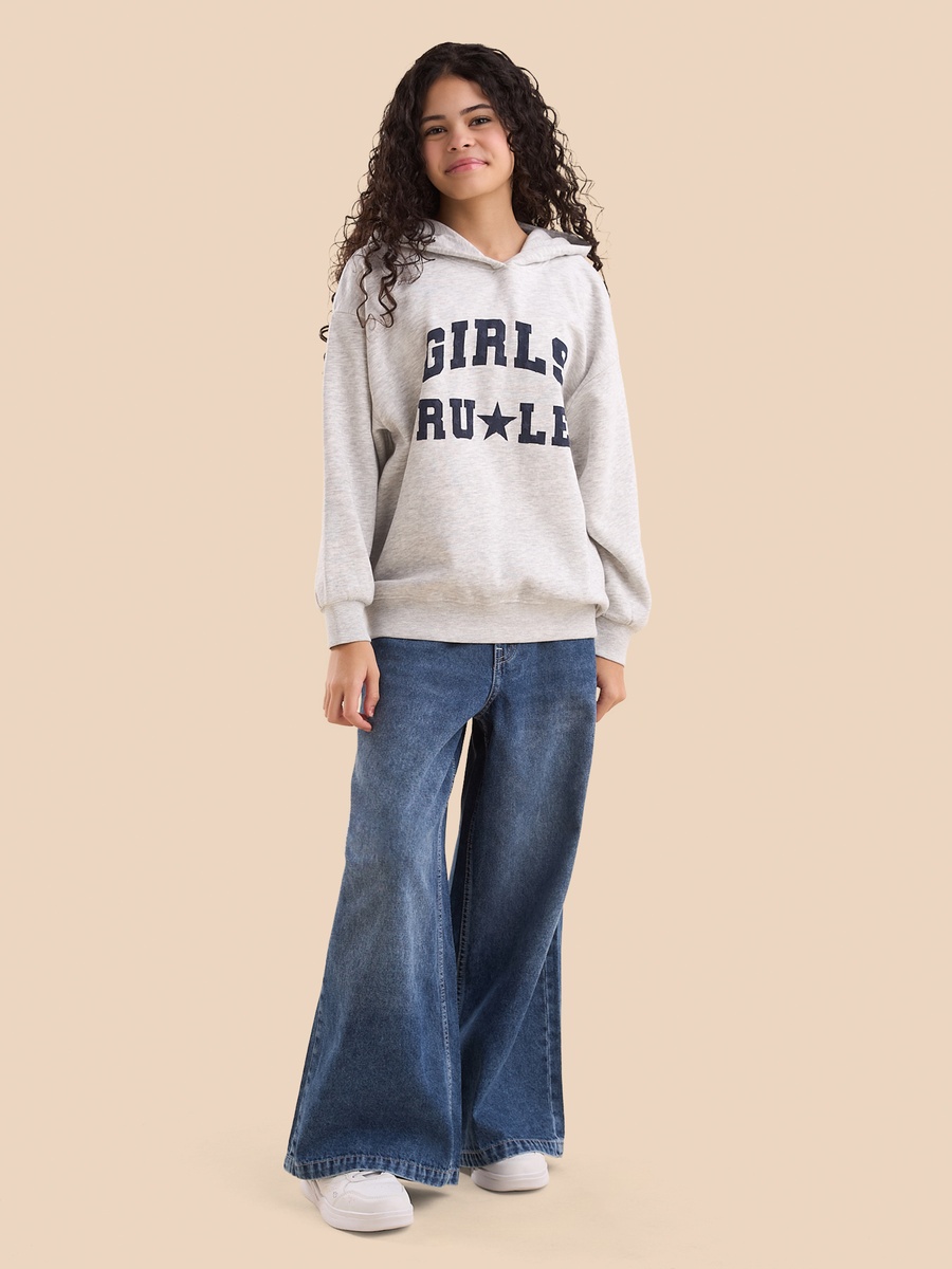 Printed Oversized Hooded Sweatshirt