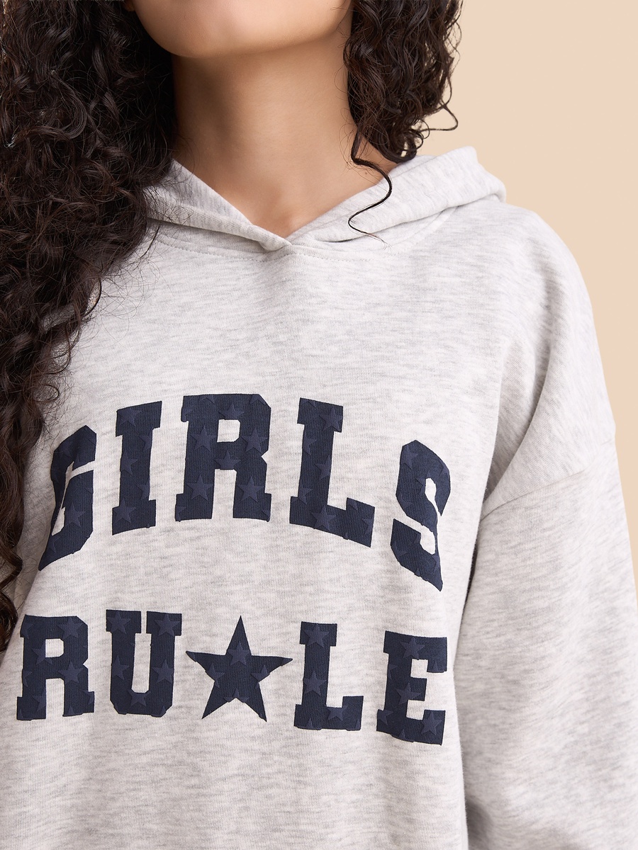 Printed Oversized Hooded Sweatshirt