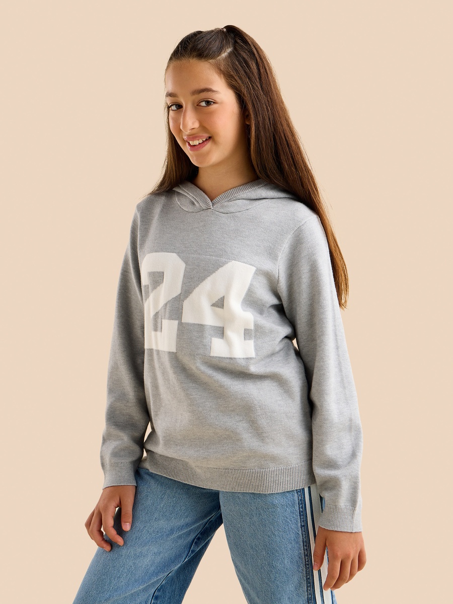 Varsity Print Hooded Sweater