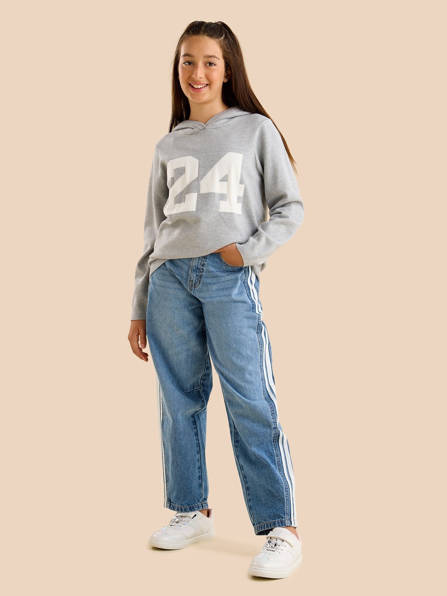 Varsity Print Hooded Sweater