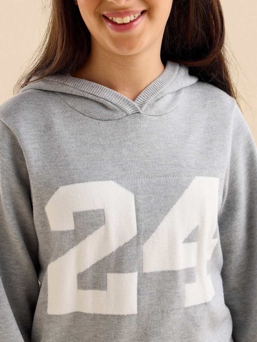 Varsity Print Hooded Sweater