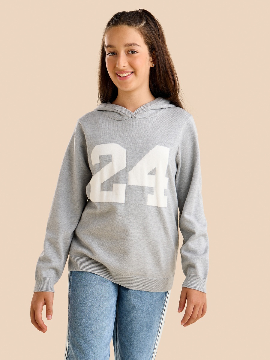 Varsity Print Hooded Sweater