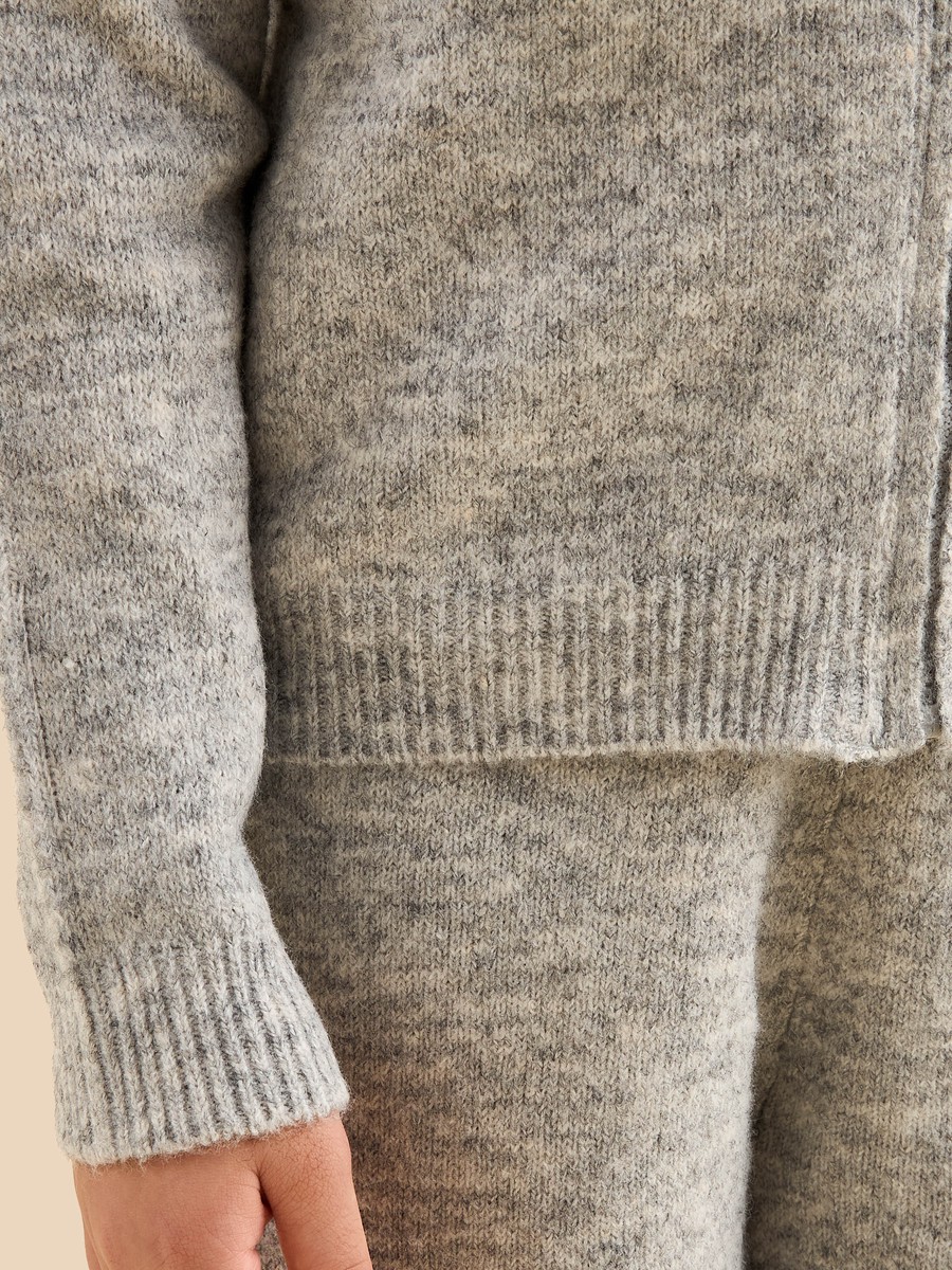 Textured Hooded Cardigan and Wide Leg Pants Set