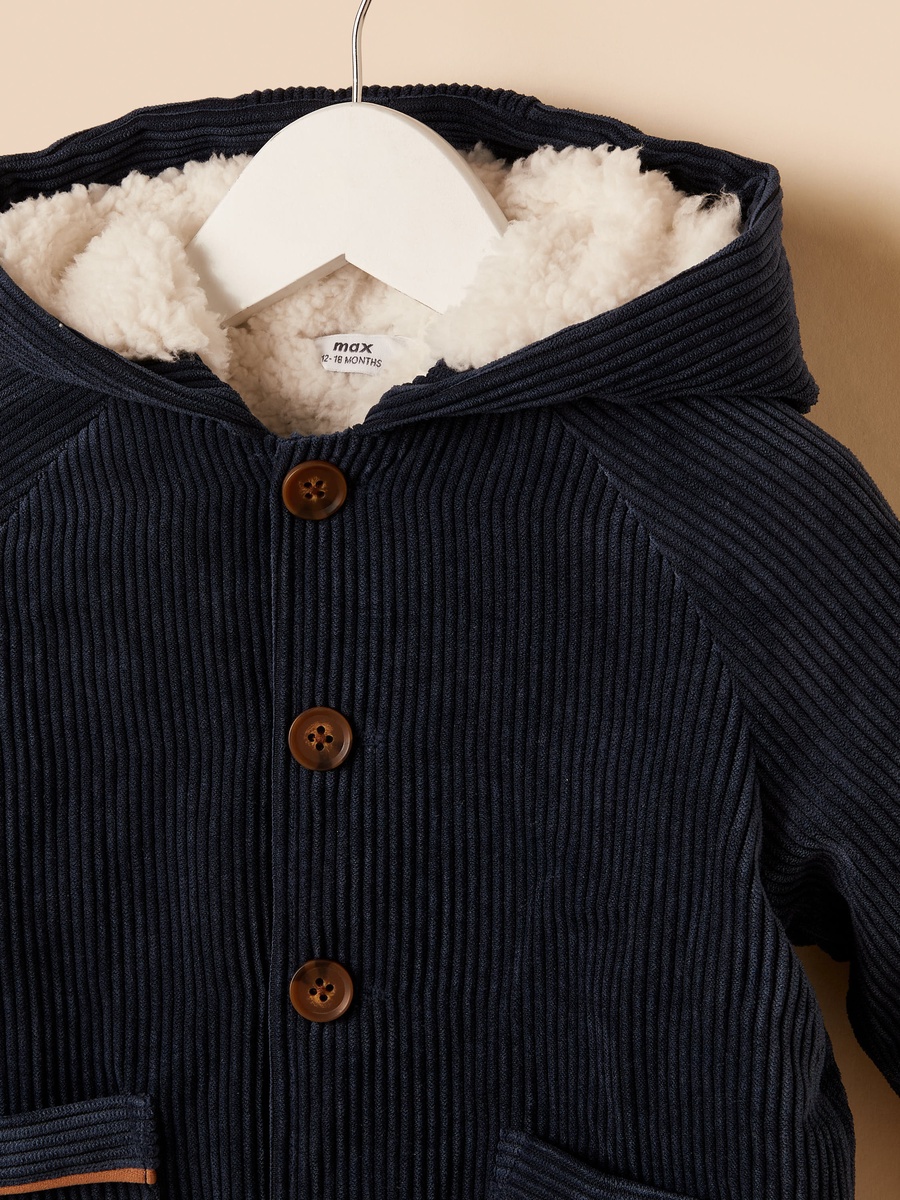 Textured Hooded Jacket with Pockets