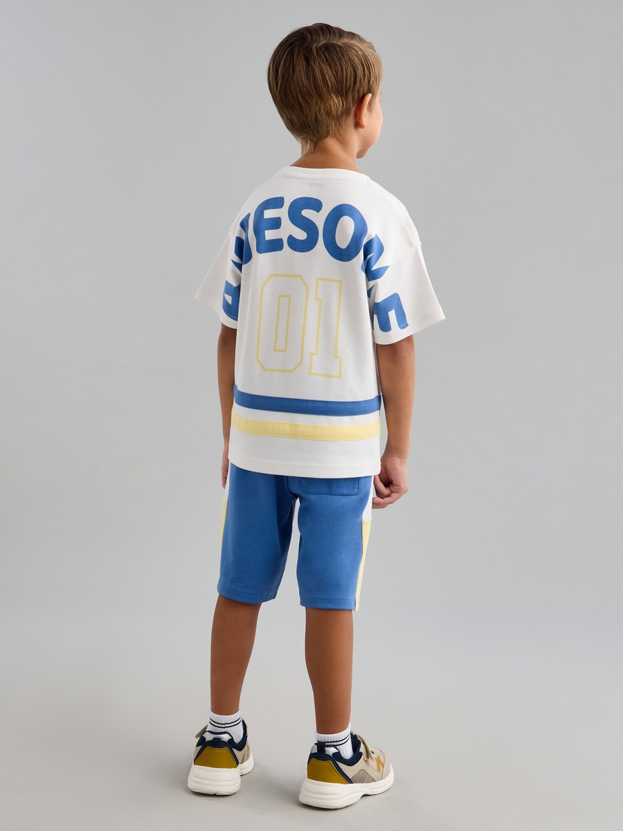 Panelled Printed T-Shirt and Shorts Set