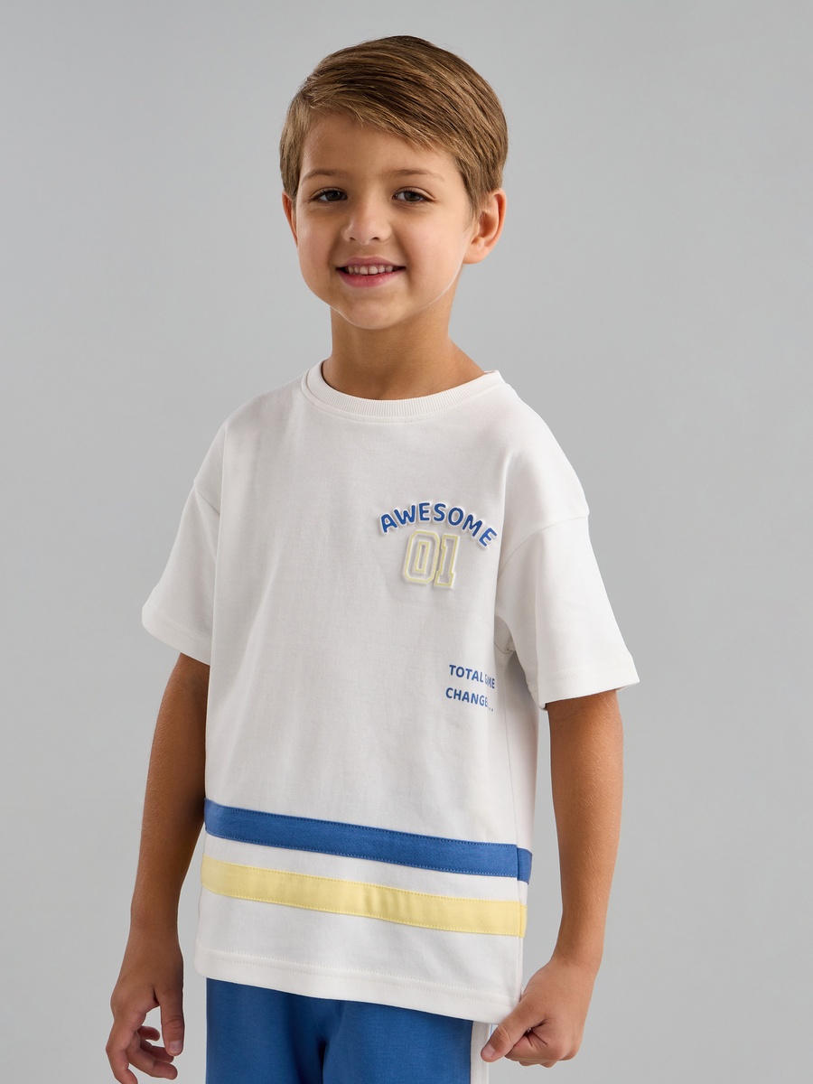 Panelled Printed T-Shirt and Shorts Set
