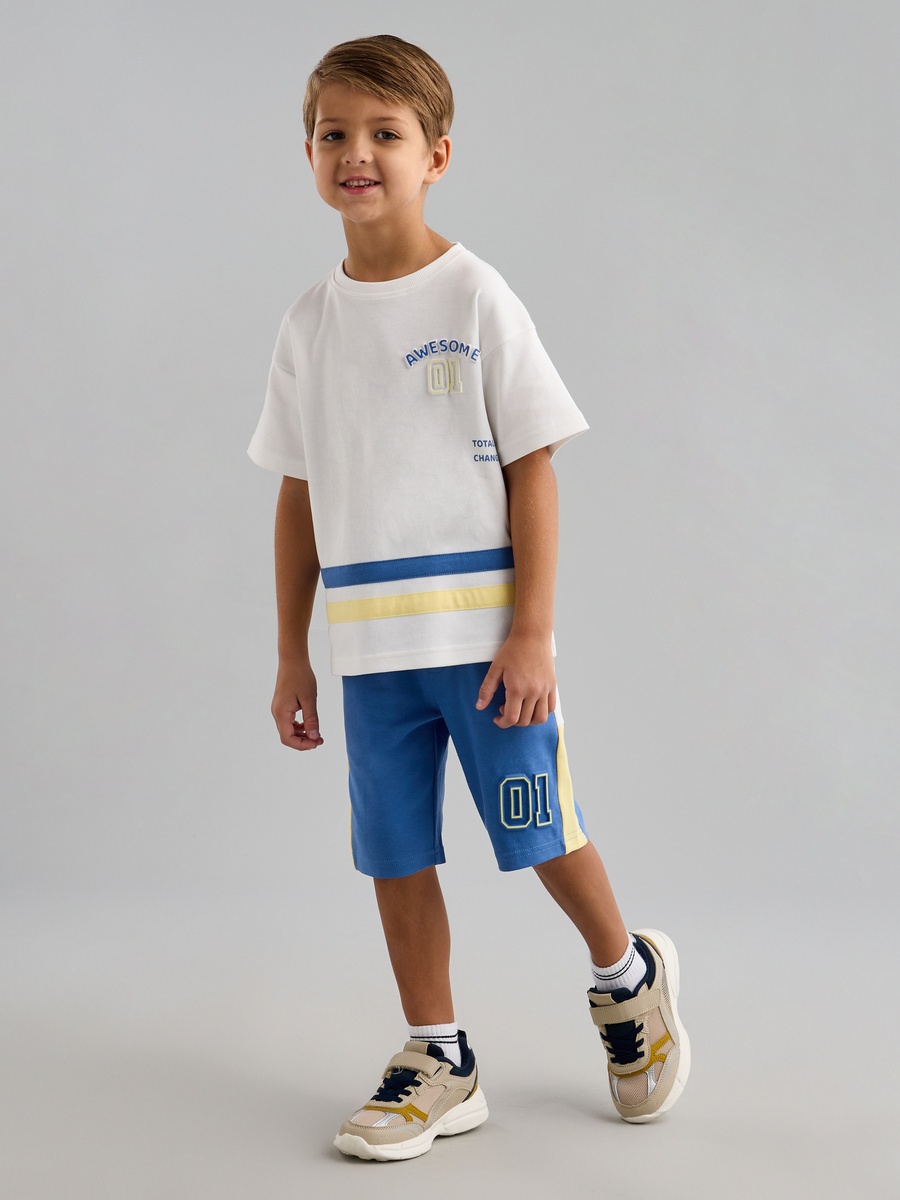 Panelled Printed T-Shirt and Shorts Set