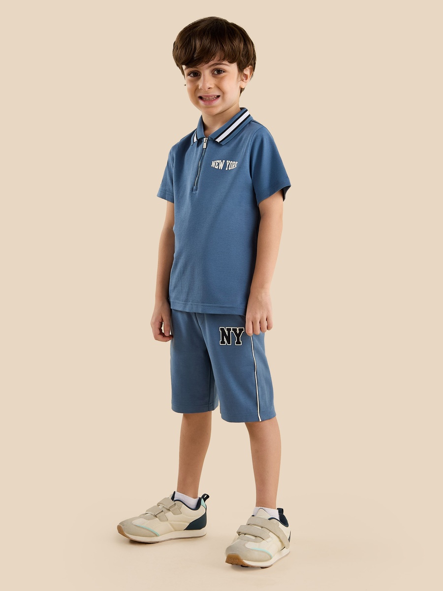 Printed Polo T-Shirt and Shorts Set