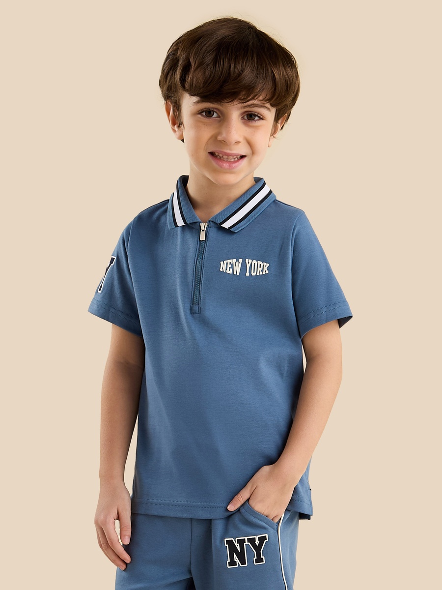 Printed Polo T-Shirt and Shorts Set