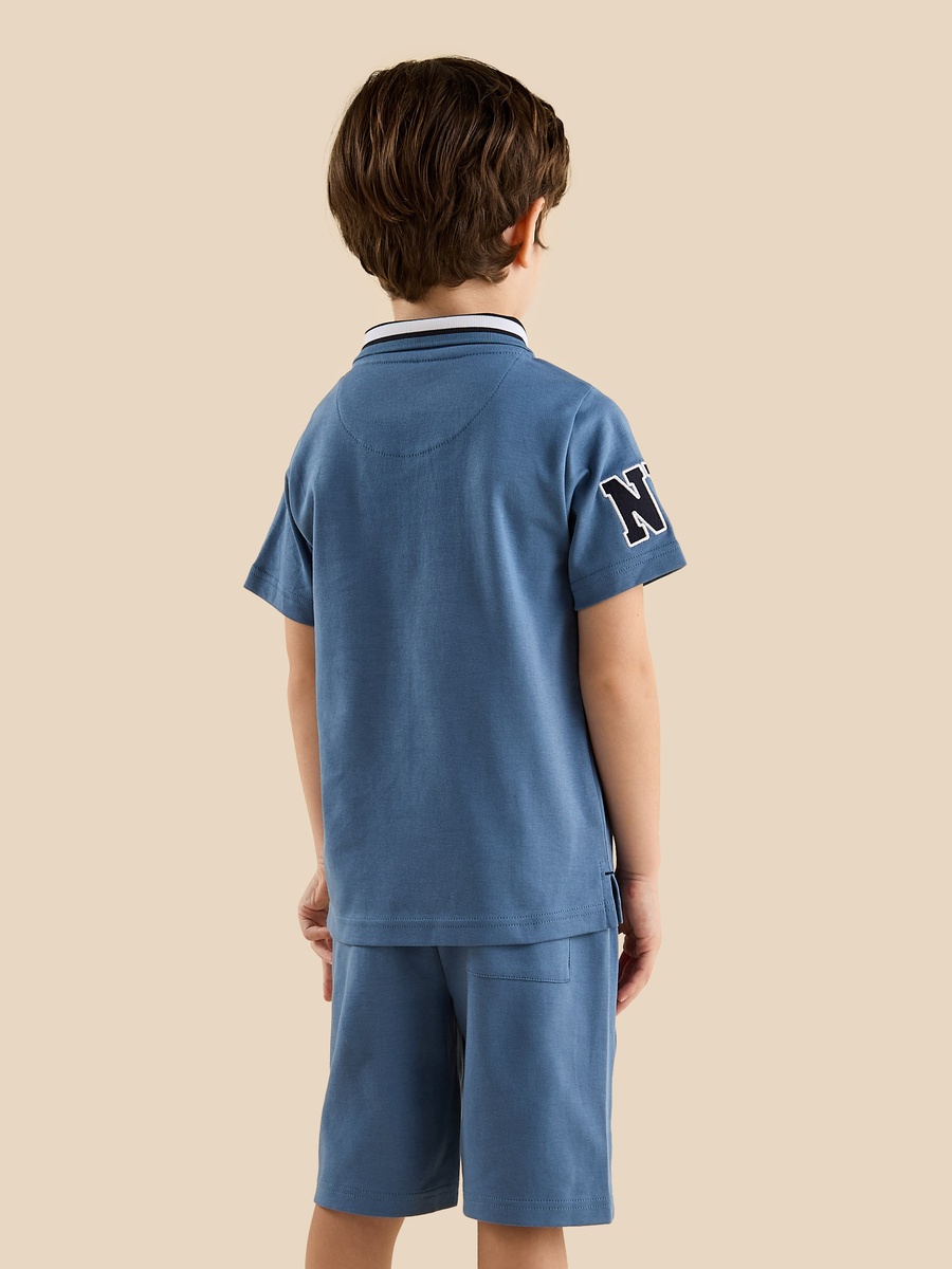 Printed Polo T-Shirt and Shorts Set