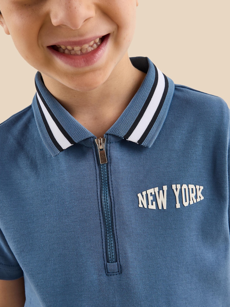 Printed Polo T-Shirt and Shorts Set