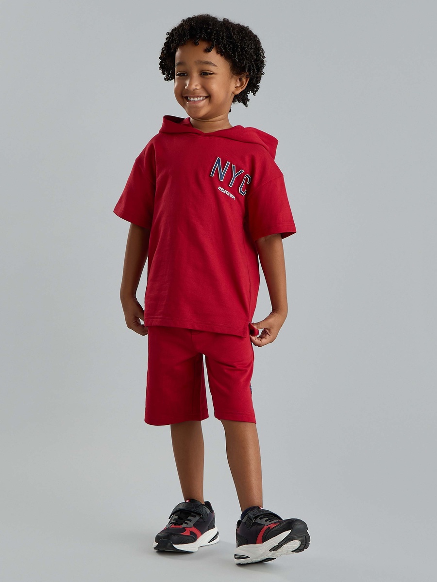 New York Print Hooded T-Shirt and Shorts Set