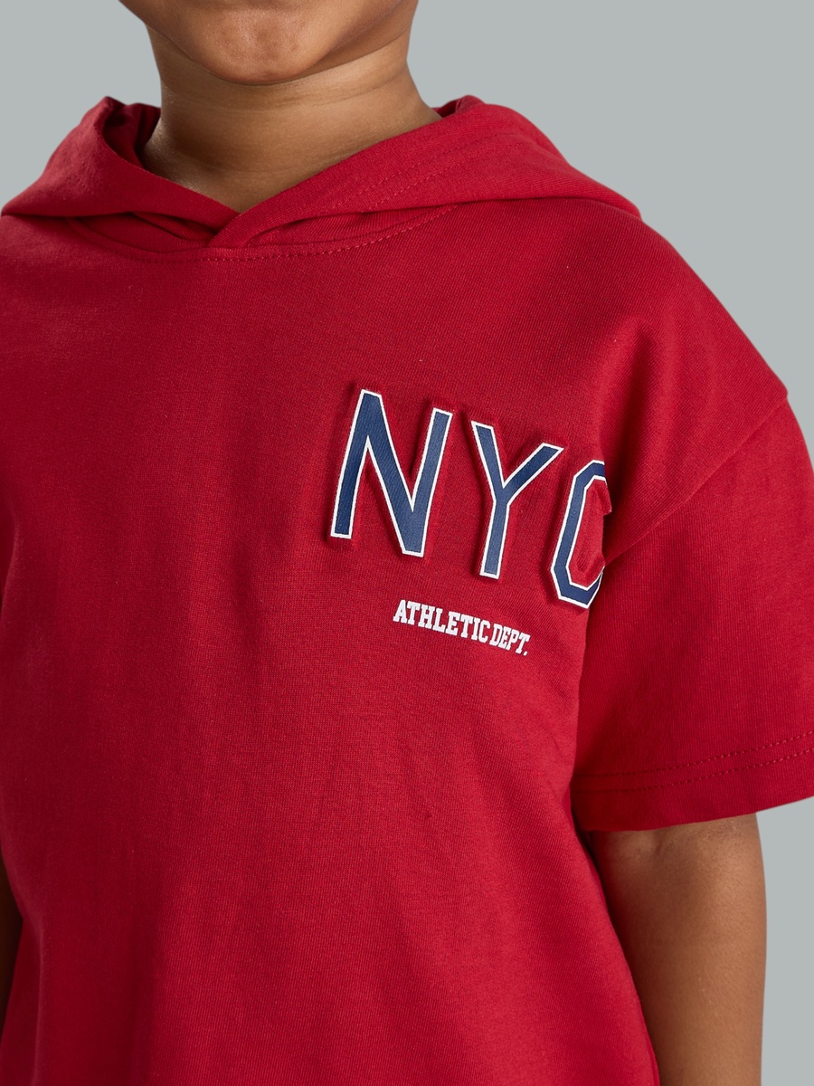 New York Print Hooded T-Shirt and Shorts Set