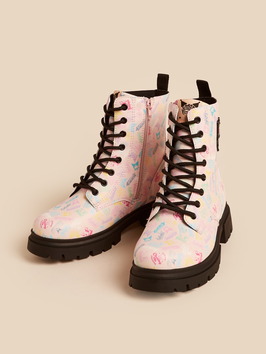 Kuromi Print Lace-Up Boots