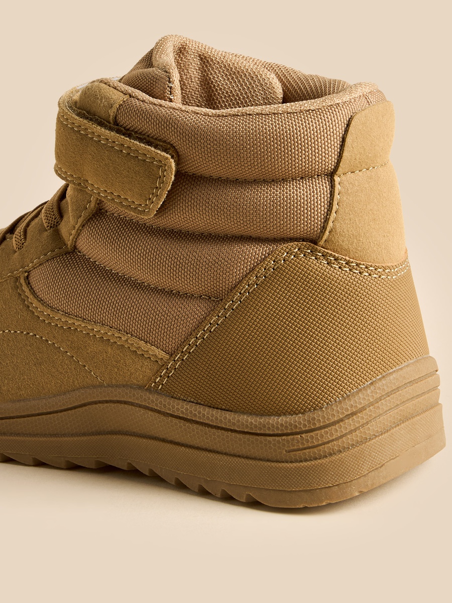 Panelled Boots with Hook and Loop Closure