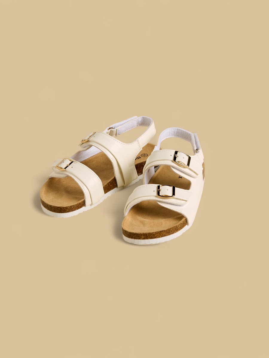 Buckle Accent Sandals with Hook and Loop Closure