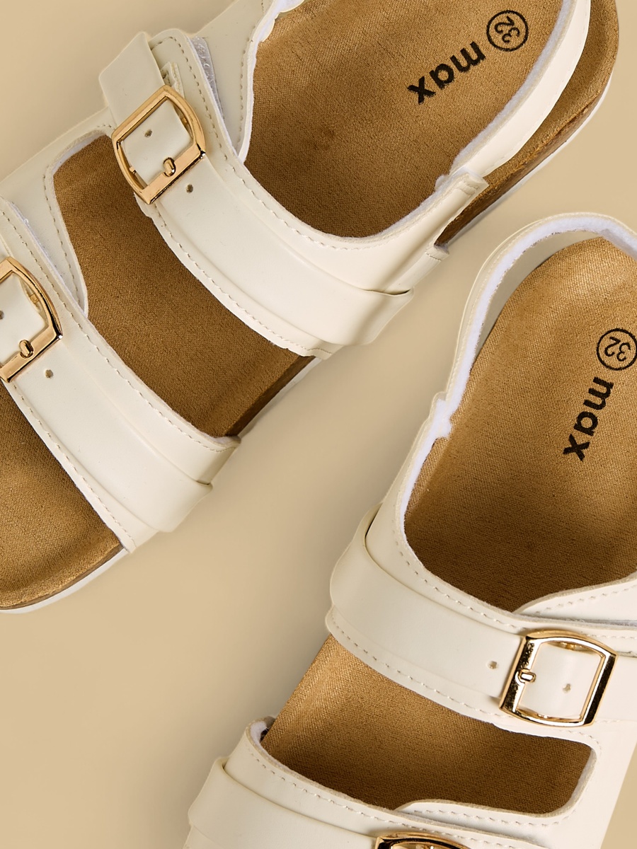 Buckle Accent Sandals with Hook and Loop Closure