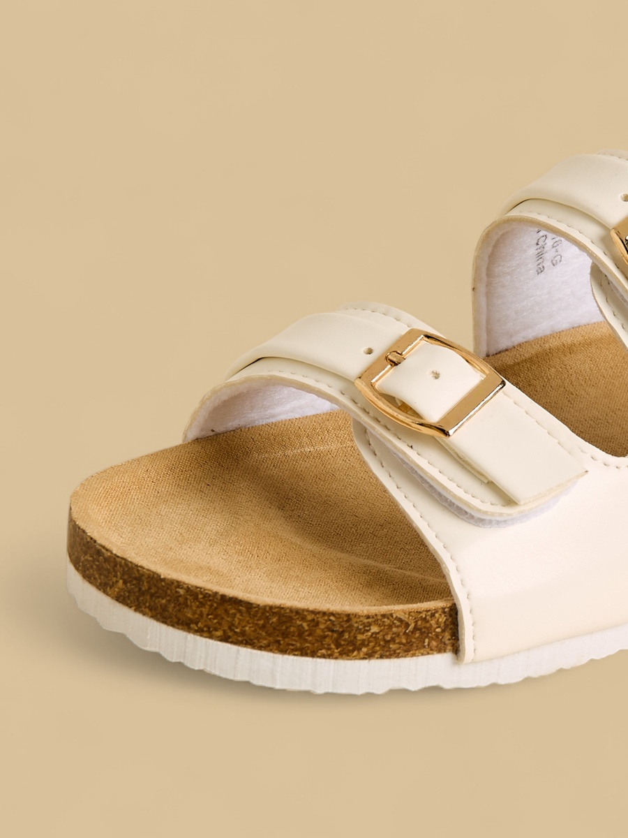 Buckle Accent Sandals with Hook and Loop Closure