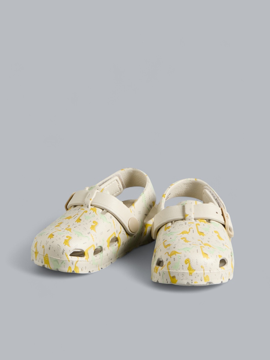 Dinosaur Print Clogs with Hook and Loop Closure