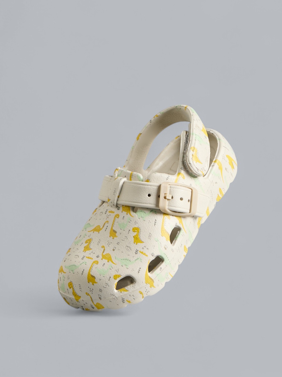Dinosaur Print Clogs with Hook and Loop Closure