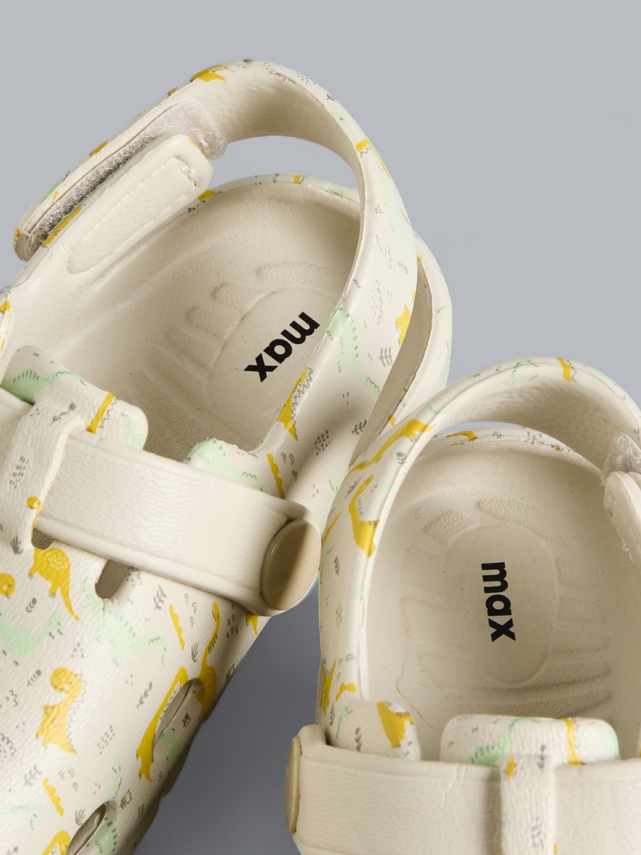 Dinosaur Print Clogs with Hook and Loop Closure