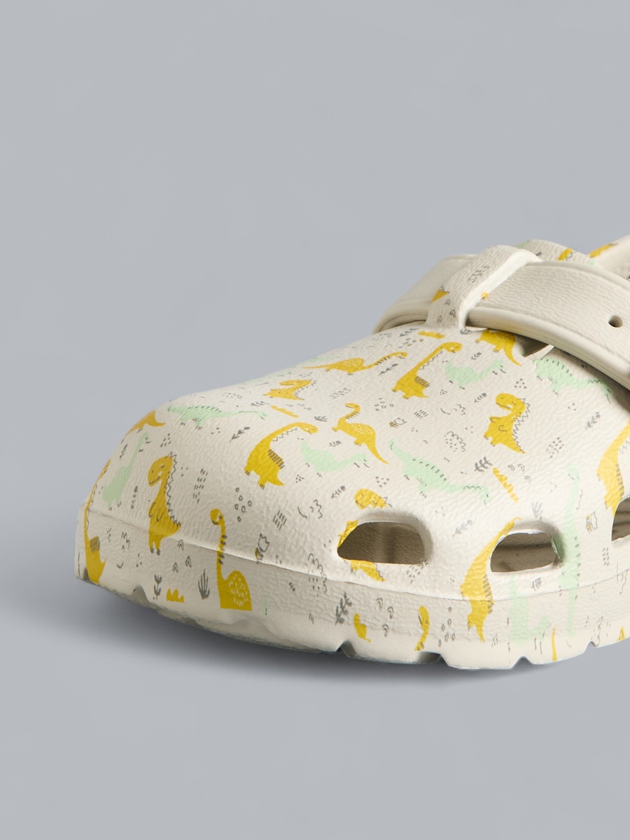 Dinosaur Print Clogs with Hook and Loop Closure