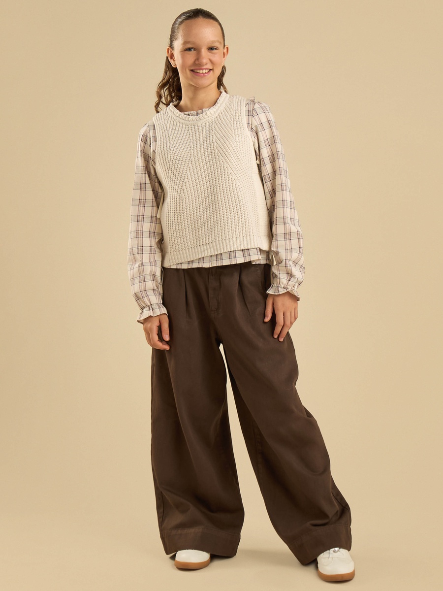 Tabard Sweater Vest with Checked Top
