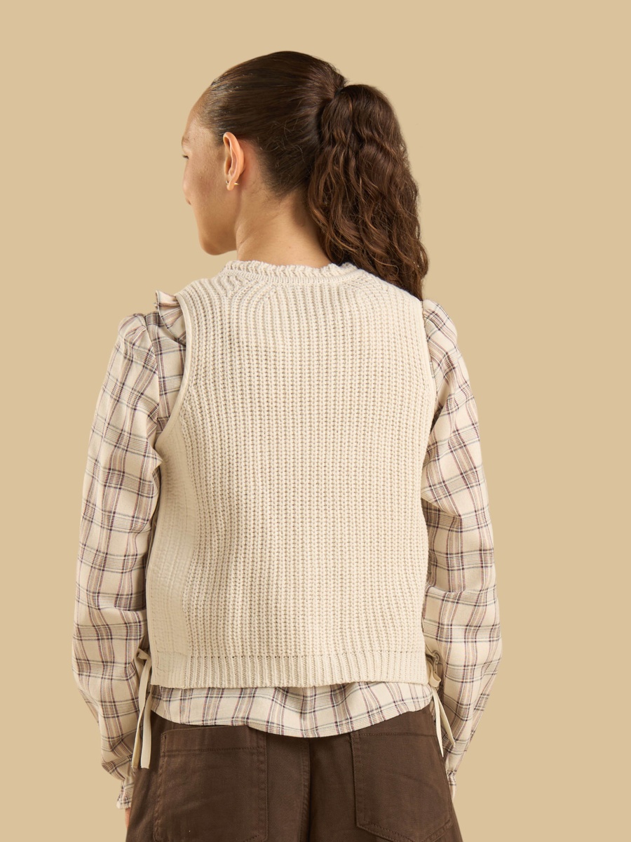 Tabard Sweater Vest with Checked Top