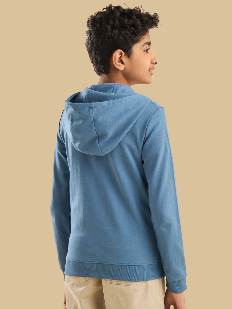 New York Print Cotton Zip Through Hoodie