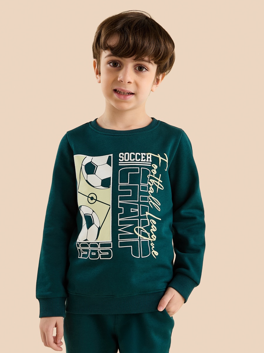 Football Print Sweatshirt and Joggers Set