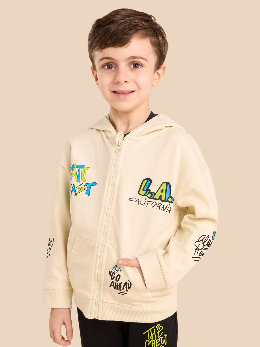 Printed Zip Through Sweatshirt and Joggers Set