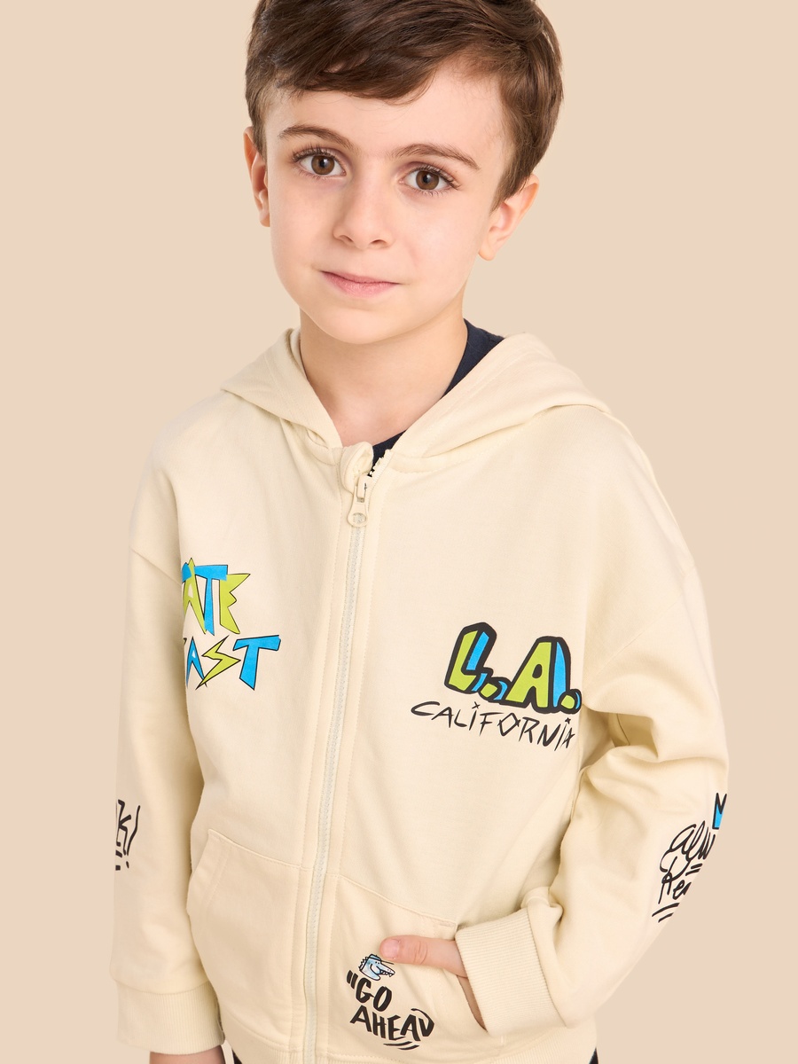 Printed Zip Through Sweatshirt and Joggers Set