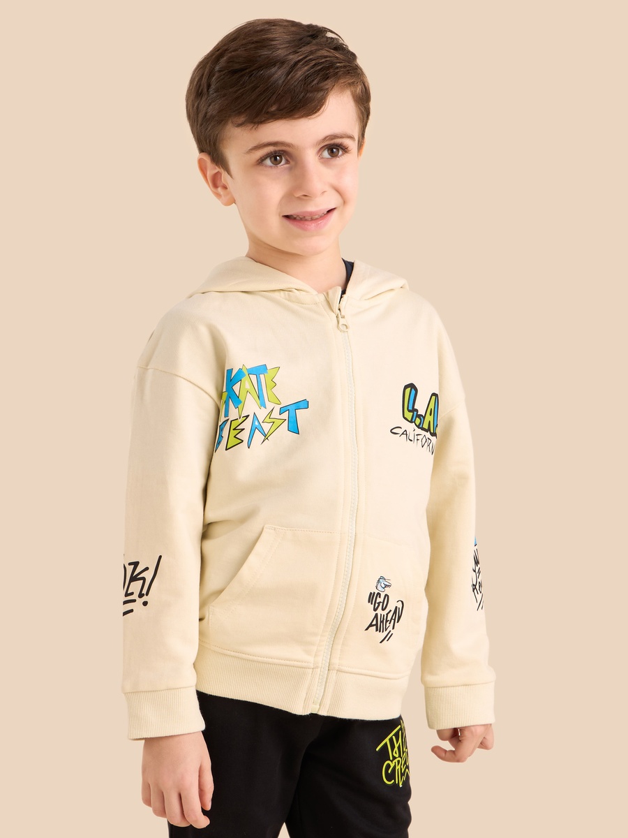Printed Zip Through Sweatshirt and Joggers Set