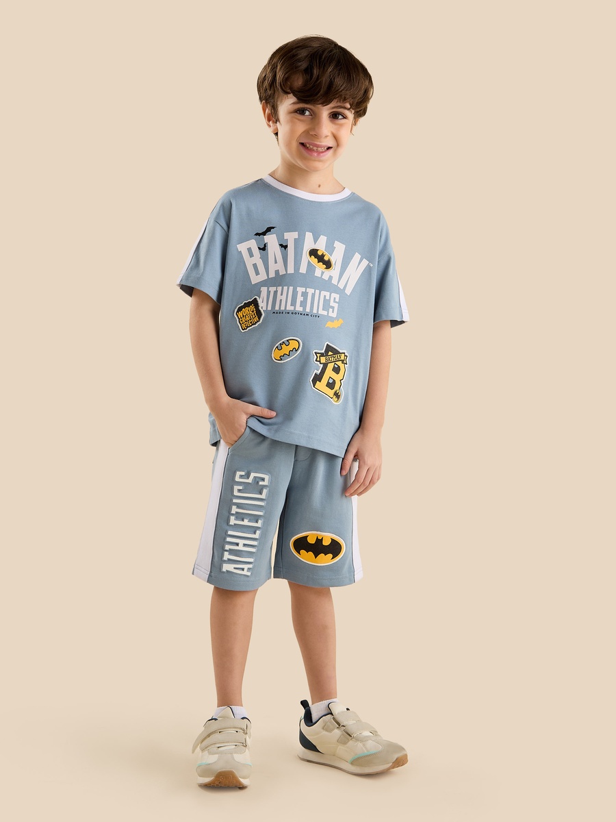 Batman Print Cotton T-Shirt and Shorts Set