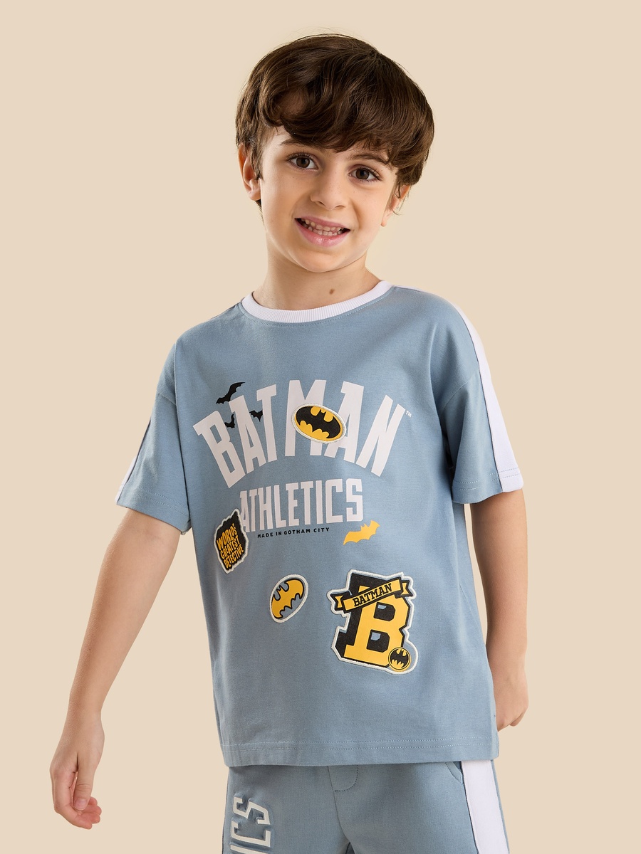 Batman Print Cotton T-Shirt and Shorts Set