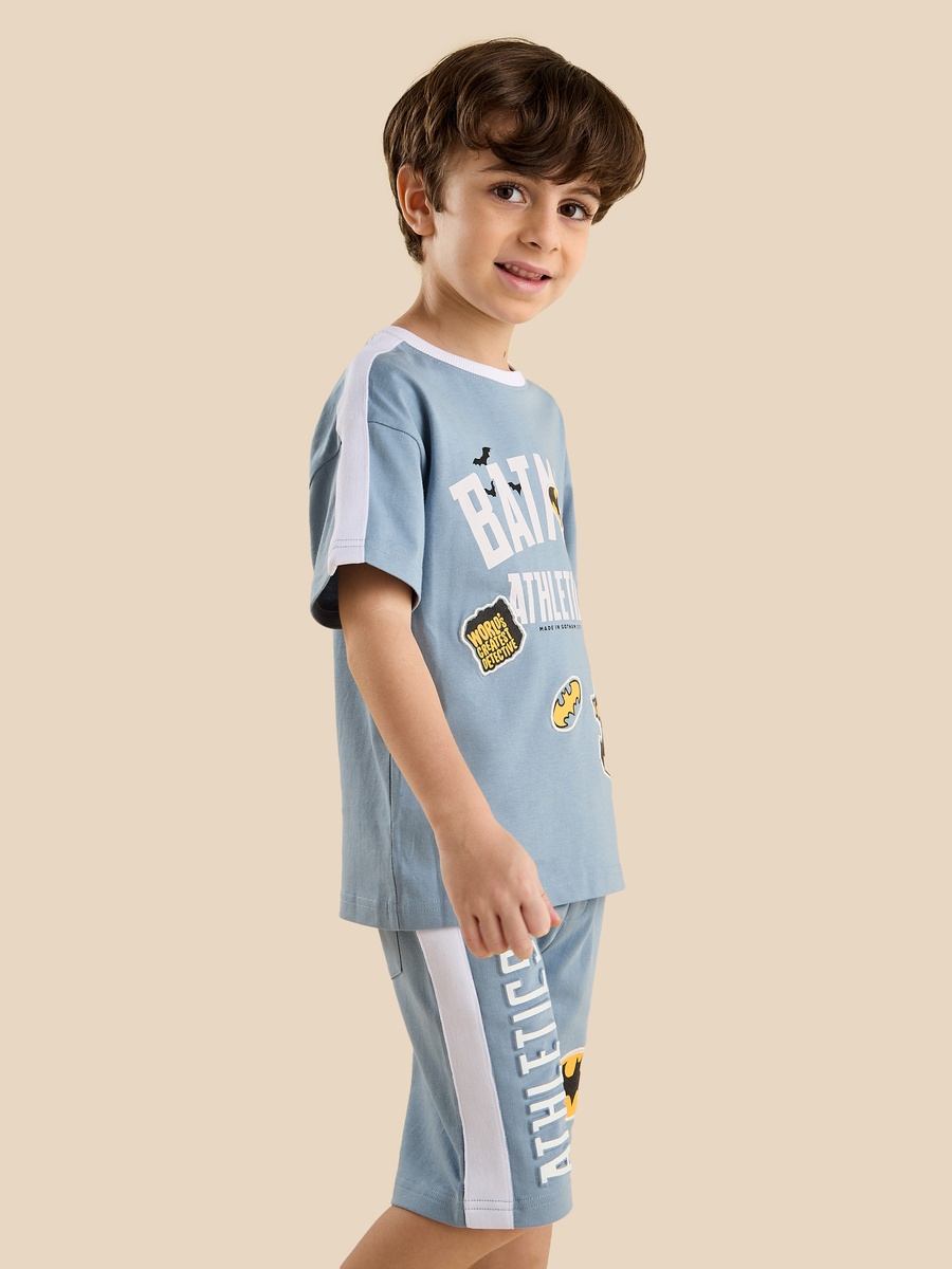 Batman Print Cotton T-Shirt and Shorts Set