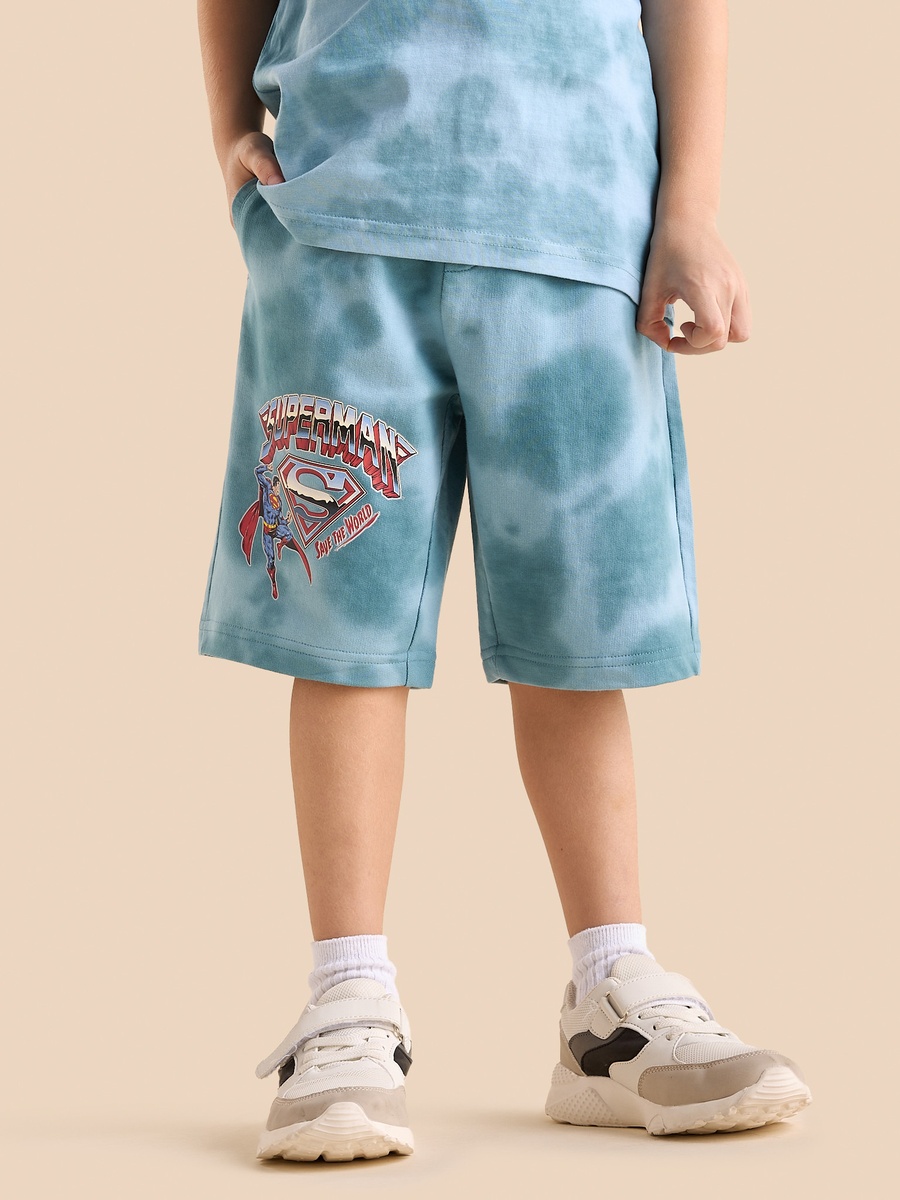 Superman Print T-Shirt and Shorts Set